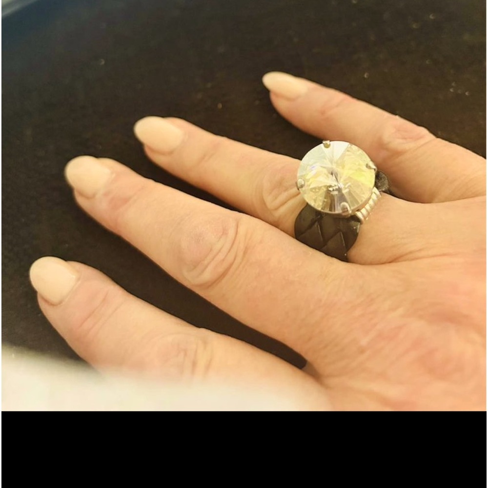Faux stone leather band ring